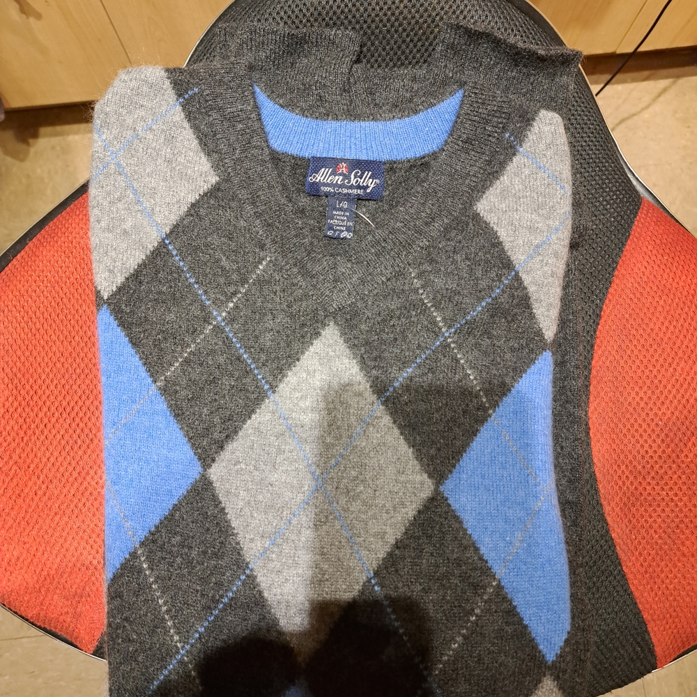 Allen Solly Men's Argyle Sweater - Gray and Blue